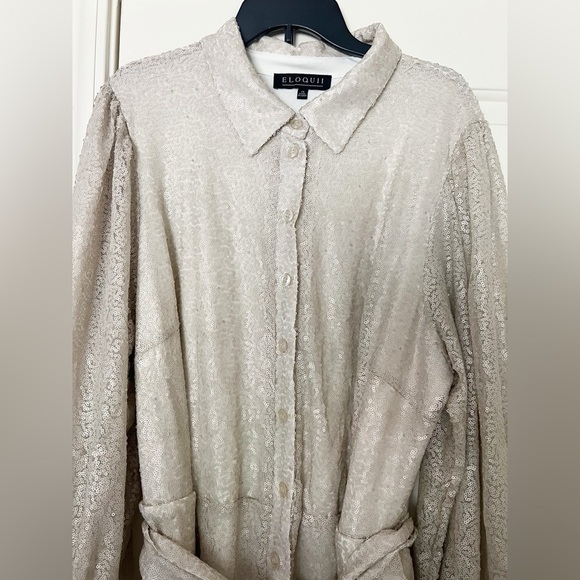 Eloquii Sequin Button Front Belted Jumpsuit - Picture 5 of 13